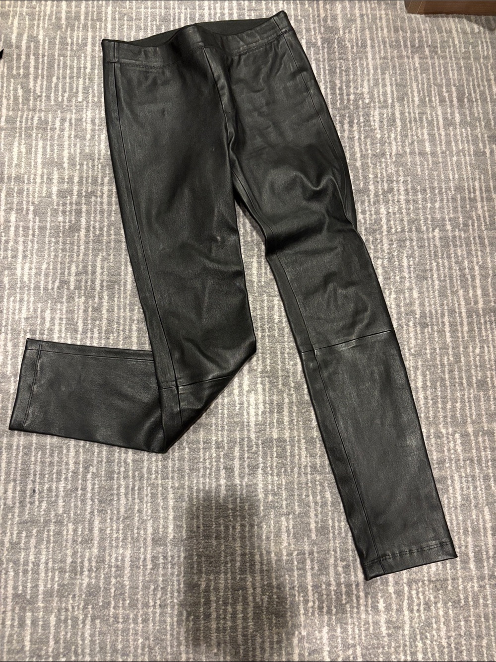 Helmut Lang Black 100% lamb leather High-Waist Tailored Trousers